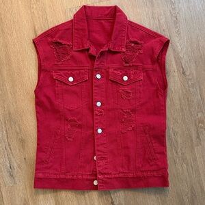 Red Denim Vest